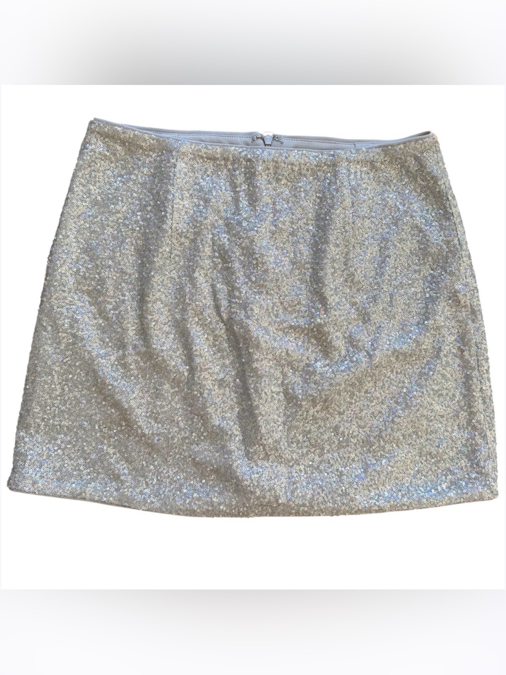 Y2K Forever 21 Silver Sequin Mini Skirt Medium Disco Glam Party
